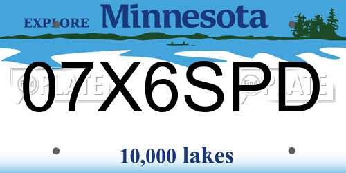 07X6SPD Minnesota License Plate