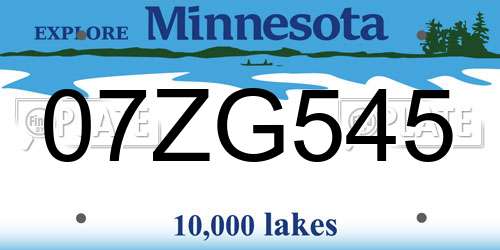 07ZG545 Minnesota License Plate