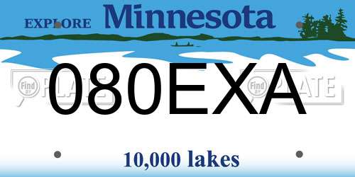 080EXA Minnesota License Plate