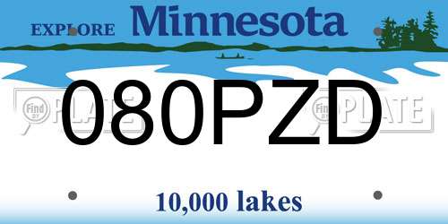 080PZD Minnesota License Plate