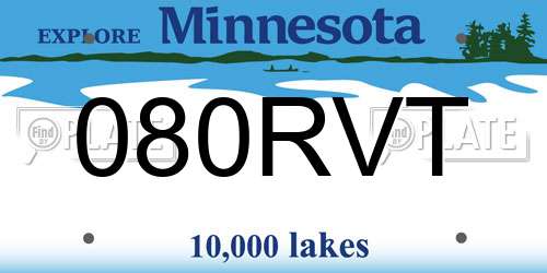 080RVT Minnesota License Plate