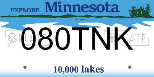 080TNK Minnesota License Plate