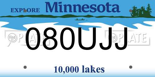 080UJJ Minnesota License Plate