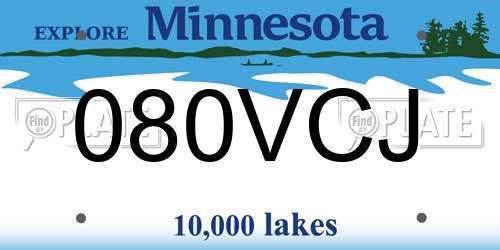 080VCJ Minnesota License Plate