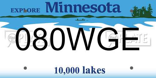 080WGE Minnesota License Plate