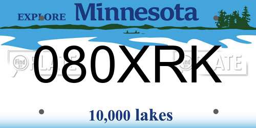 080XRK Minnesota License Plate