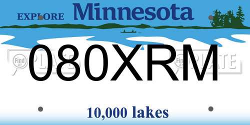 080XRM Minnesota License Plate