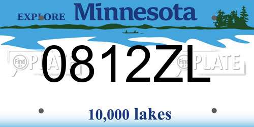 0812ZL Minnesota License Plate