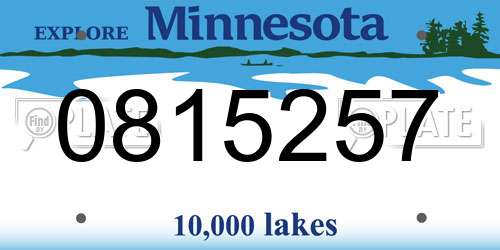 0815257 Minnesota License Plate