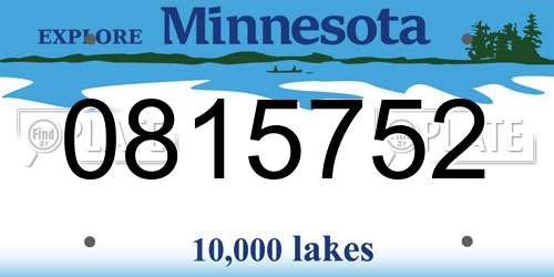 0815752 Minnesota License Plate
