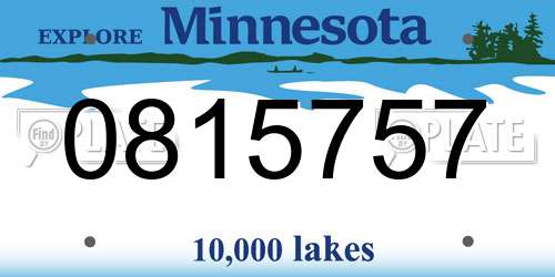 0815757 Minnesota License Plate