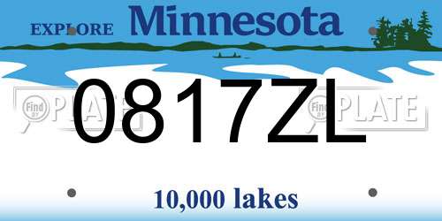 0817ZL Minnesota License Plate