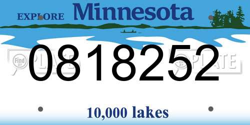 0818252 Minnesota License Plate