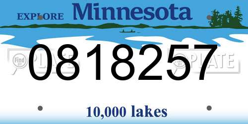 0818257 Minnesota License Plate