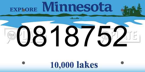 0818752 Minnesota License Plate