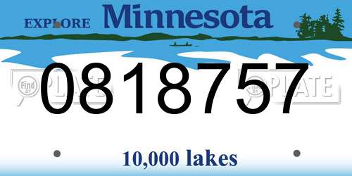 0818757 Minnesota License Plate