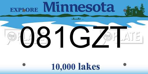 081GZT Minnesota License Plate