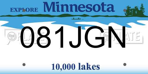 081JGN Minnesota License Plate