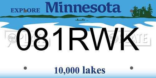081RWK Minnesota License Plate