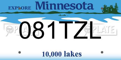 081TZL Minnesota License Plate