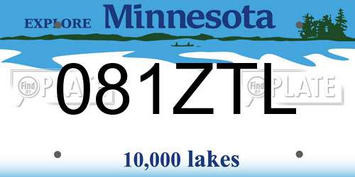 081ZTL Minnesota License Plate