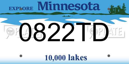 0822TD Minnesota License Plate