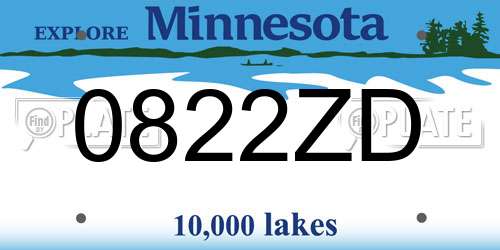 0822ZD Minnesota License Plate