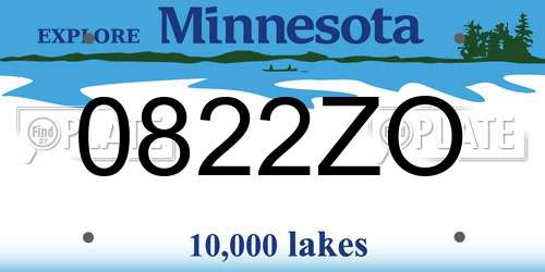 0822ZO Minnesota License Plate