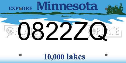 0822ZQ Minnesota License Plate