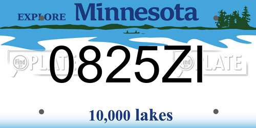0825ZI Minnesota License Plate