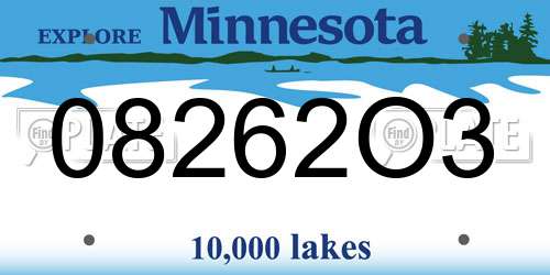 08262O3 Minnesota License Plate