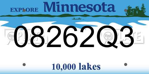08262Q3 Minnesota License Plate