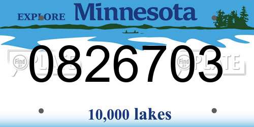 0826703 Minnesota License Plate