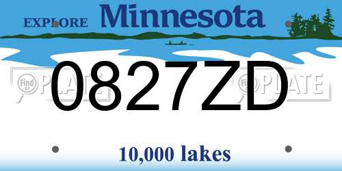 0827ZD Minnesota License Plate