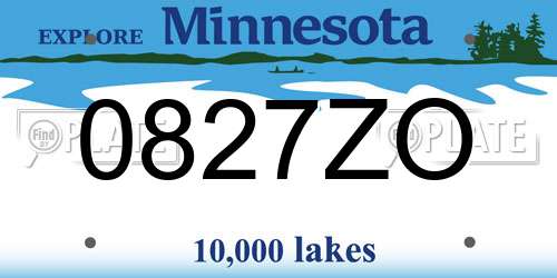 0827ZO Minnesota License Plate