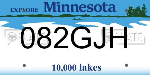 082GJH Minnesota License Plate