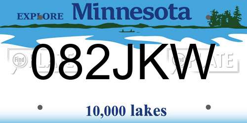 082JKW Minnesota License Plate