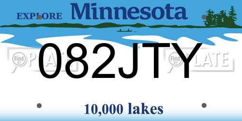 082JTY Minnesota License Plate