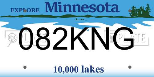 082KNG Minnesota License Plate