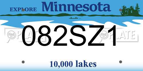 082SZ1 Minnesota License Plate