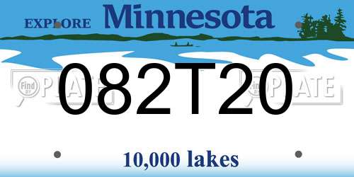 082T20 Minnesota License Plate