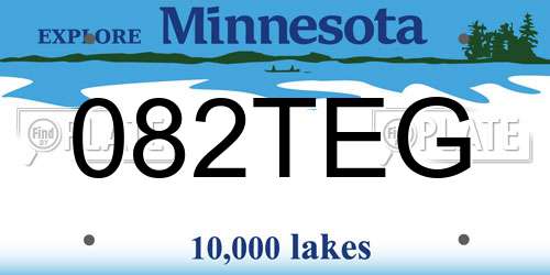 082TEG Minnesota License Plate