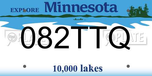 082TTQ Minnesota License Plate