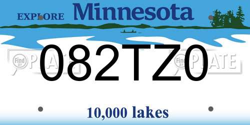 082TZ0 Minnesota License Plate