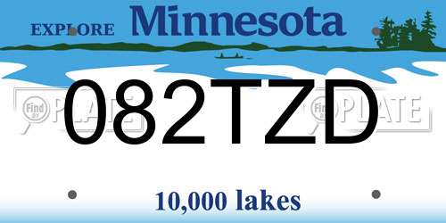 082TZD Minnesota License Plate