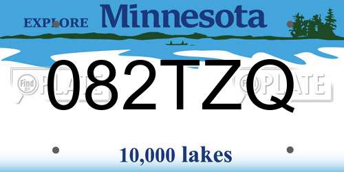 082TZQ Minnesota License Plate