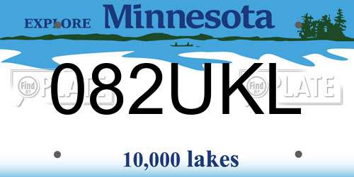 082UKL Minnesota License Plate