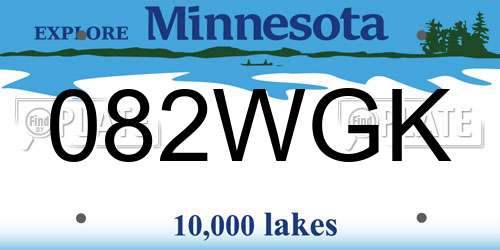 082WGK Minnesota License Plate