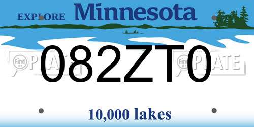 082ZT0 Minnesota License Plate