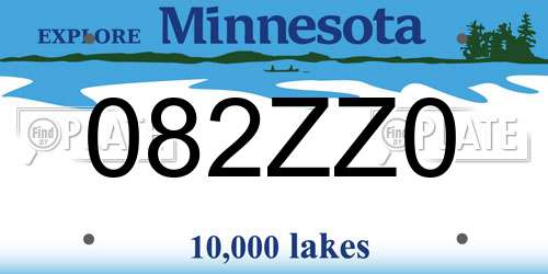 082ZZ0 Minnesota License Plate